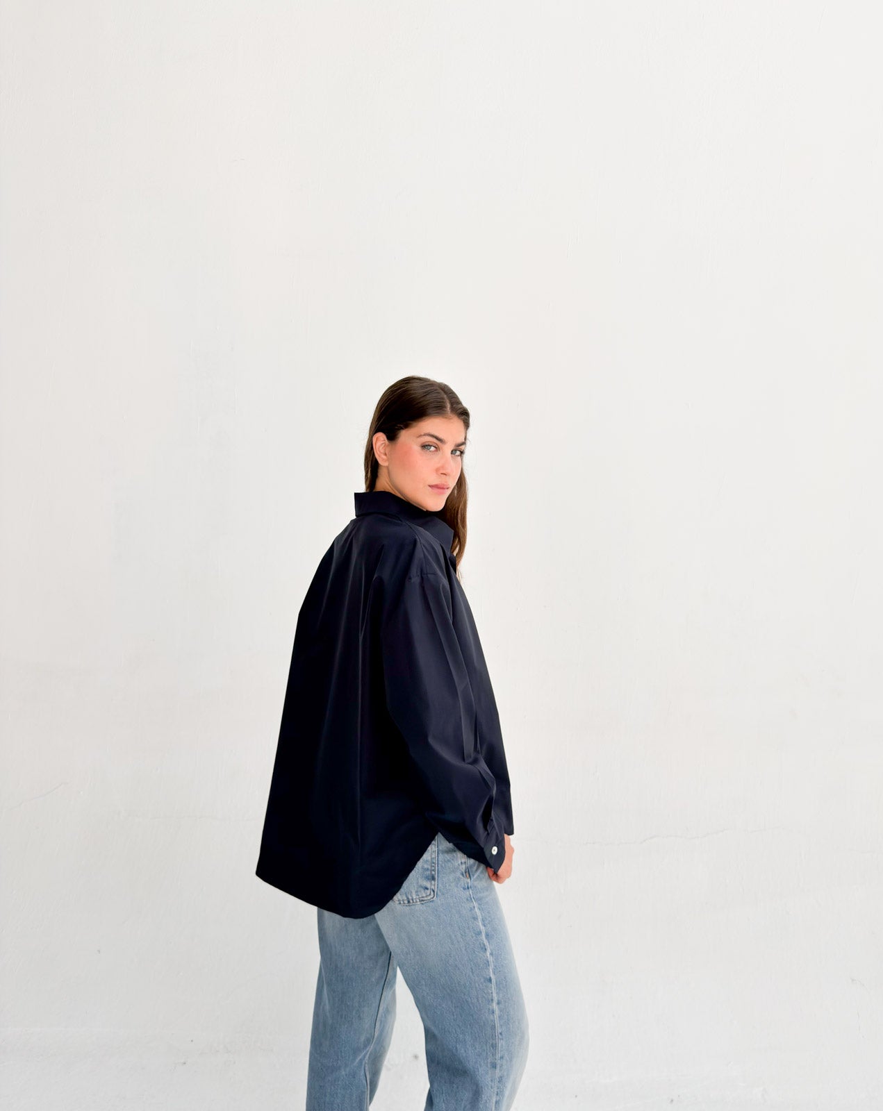 Oversized Poplin Shirt - Navy