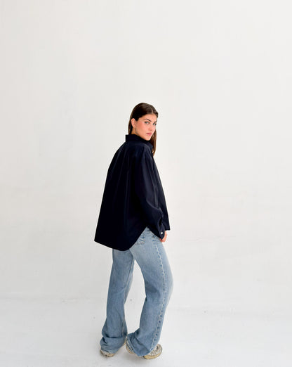 Oversized Poplin Shirt - Navy