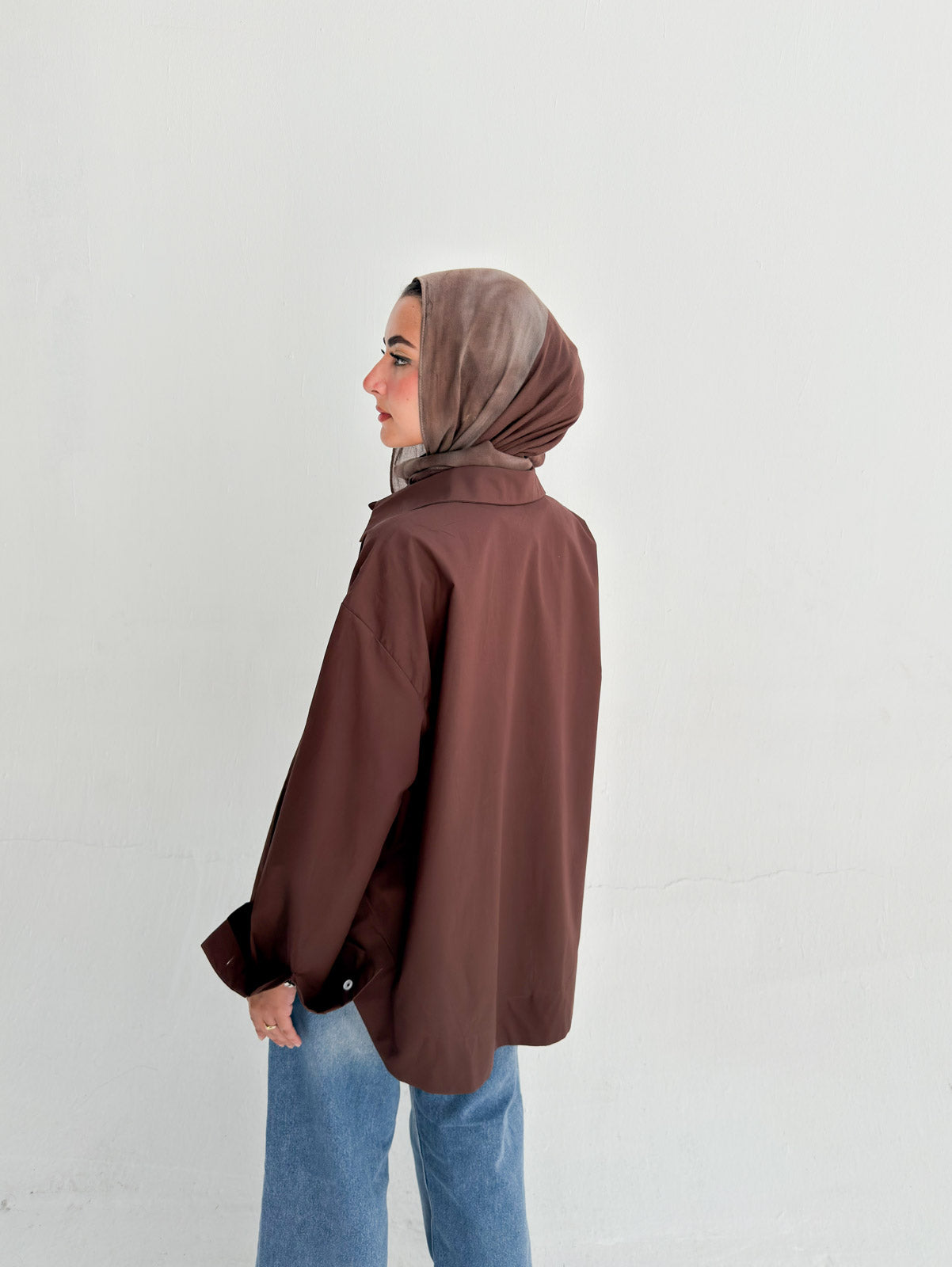 Oversized Poplin Shirt - Brown