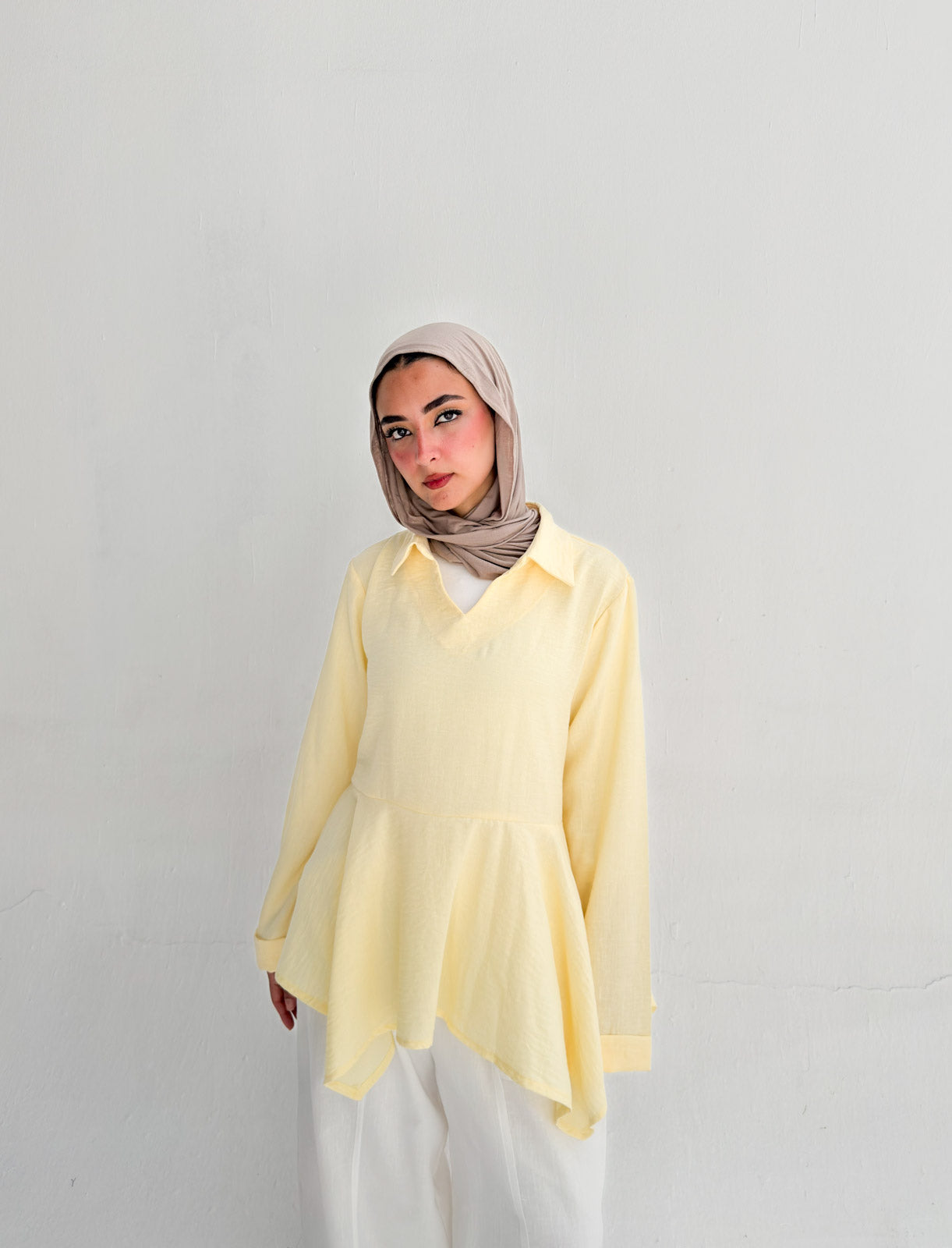 Ruffels Linen Blouse - Yellow
