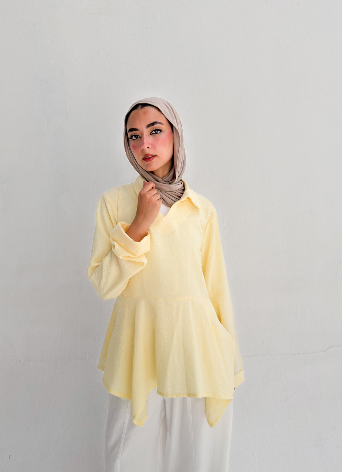 Ruffels Linen Blouse - Yellow