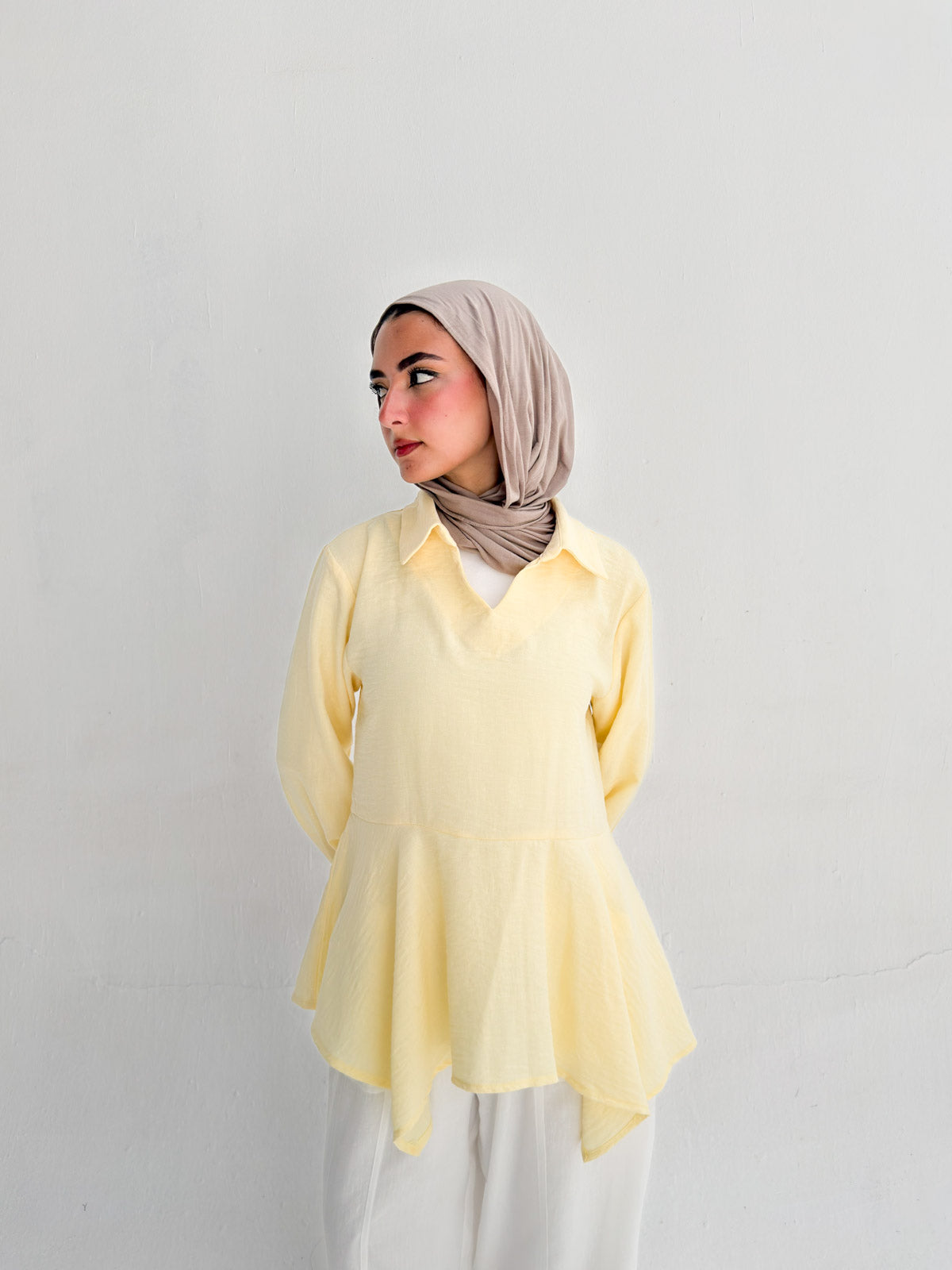 Ruffels Linen Blouse - Yellow