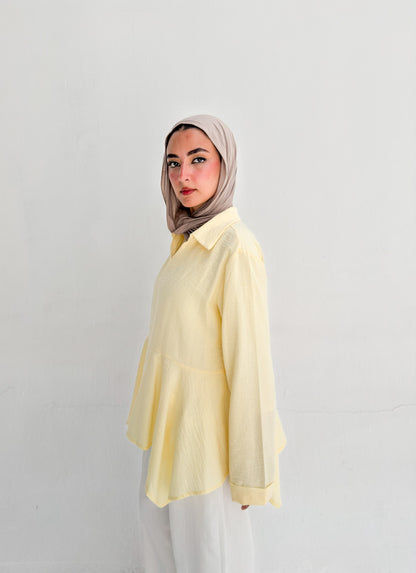 Ruffels Linen Blouse - Yellow