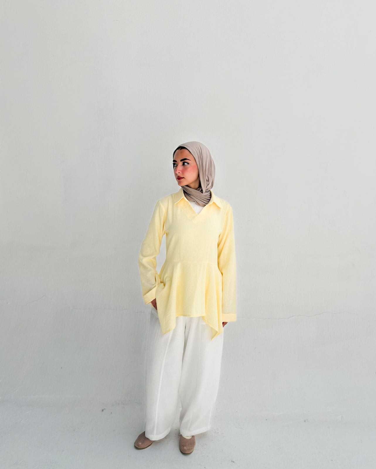 Ruffels Linen Blouse - Yellow