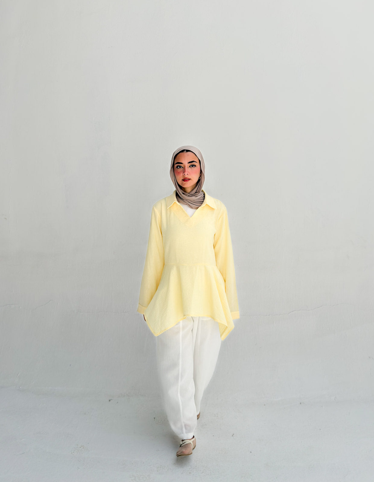 Ruffels Linen Blouse - Yellow