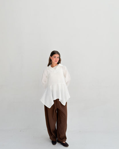Ruffels Linen Blouse - White
