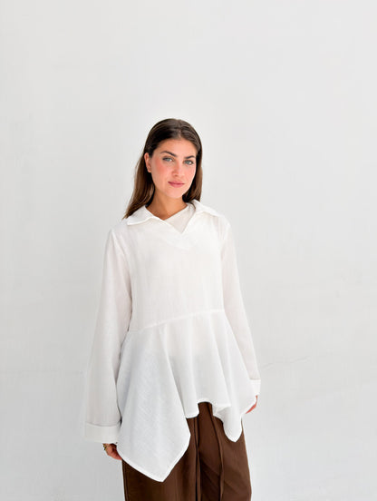 Ruffels Linen Blouse - White