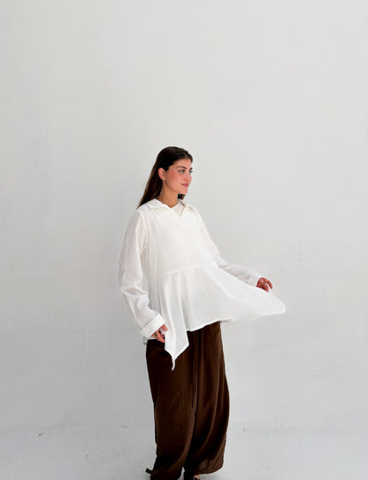 Ruffels Linen Blouse - White