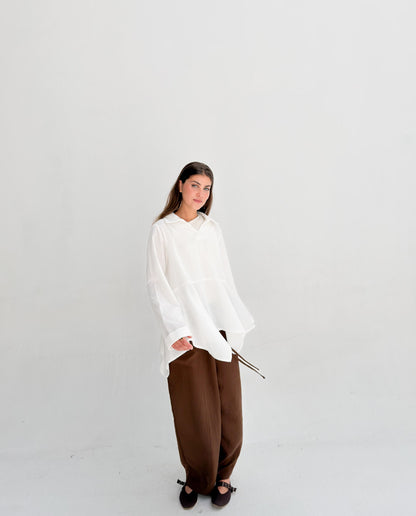 Ruffels Linen Blouse - White