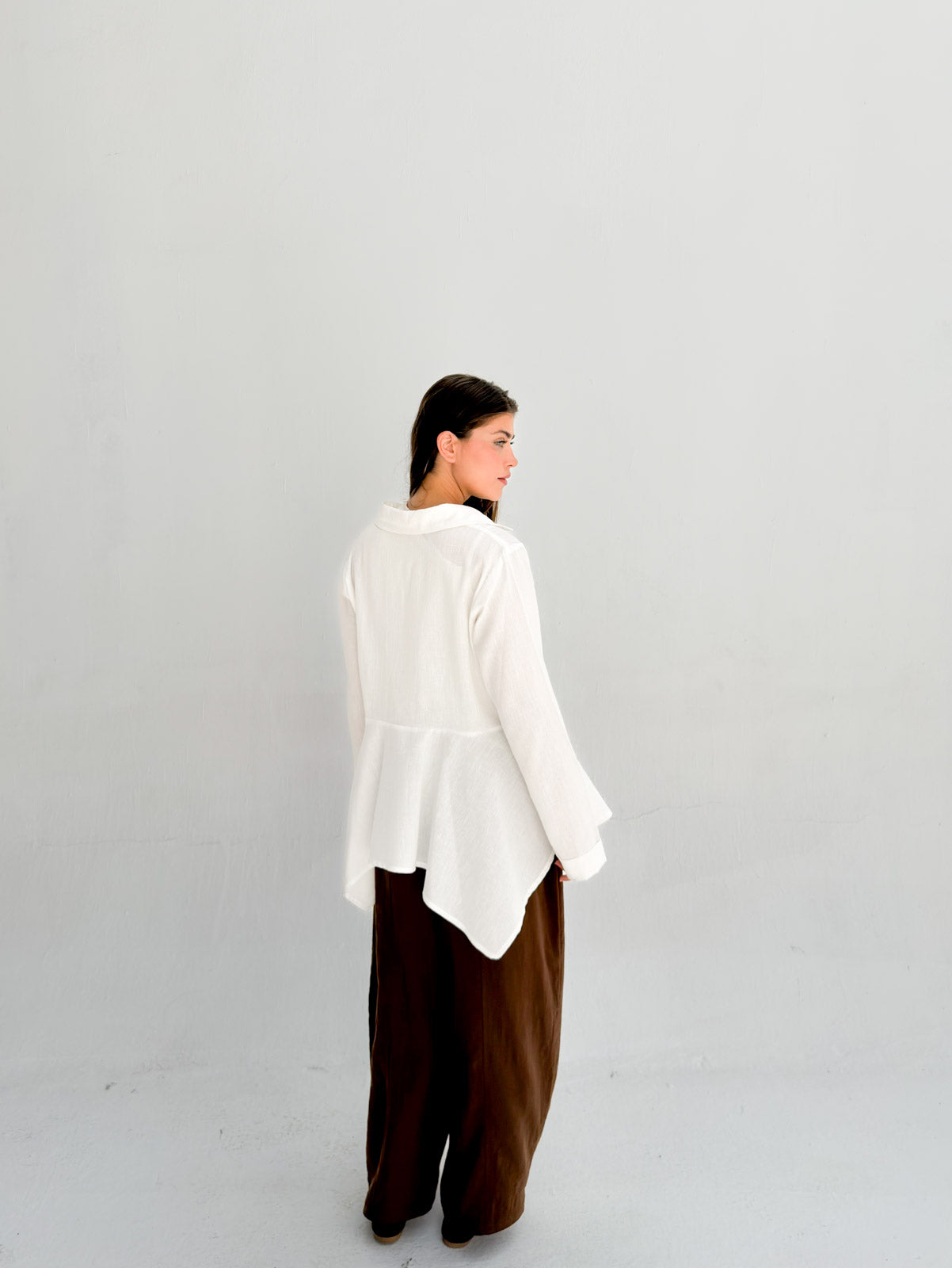 Ruffels Linen Blouse - White