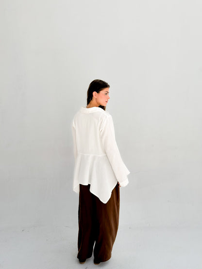 Ruffels Linen Blouse - White