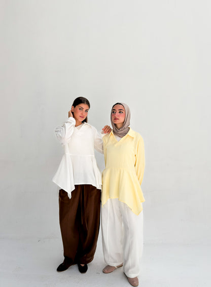 Ruffels Linen Blouse - White