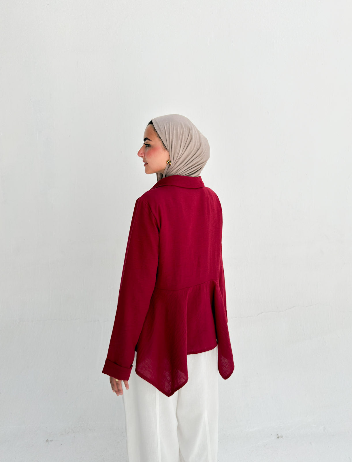 Ruffels Linen Blouse - Red