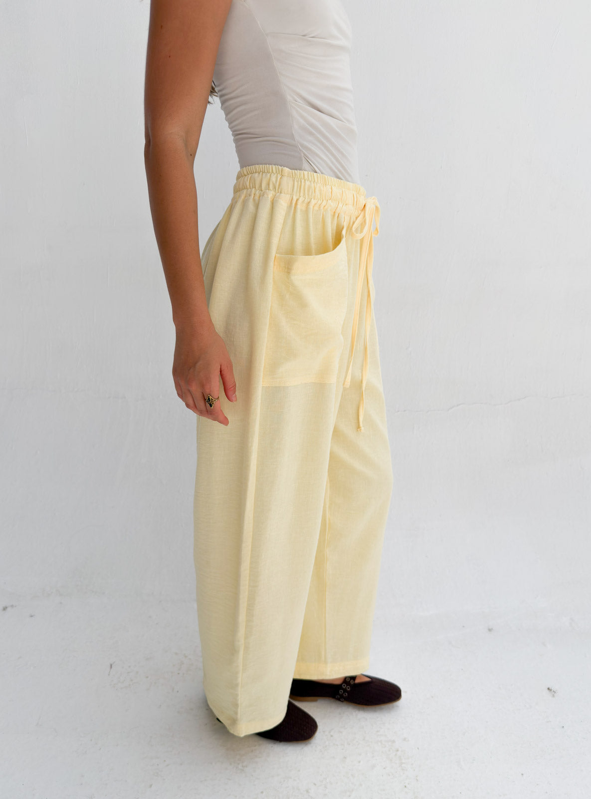 Balloon Linen Pants - Yellow