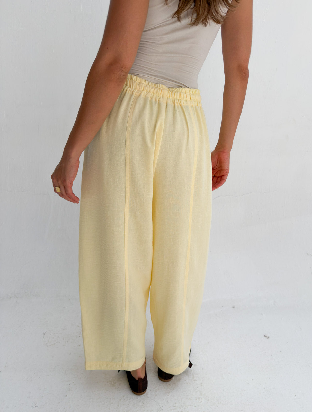 Balloon Linen Pants - Yellow