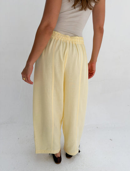 Balloon Linen Pants - Yellow