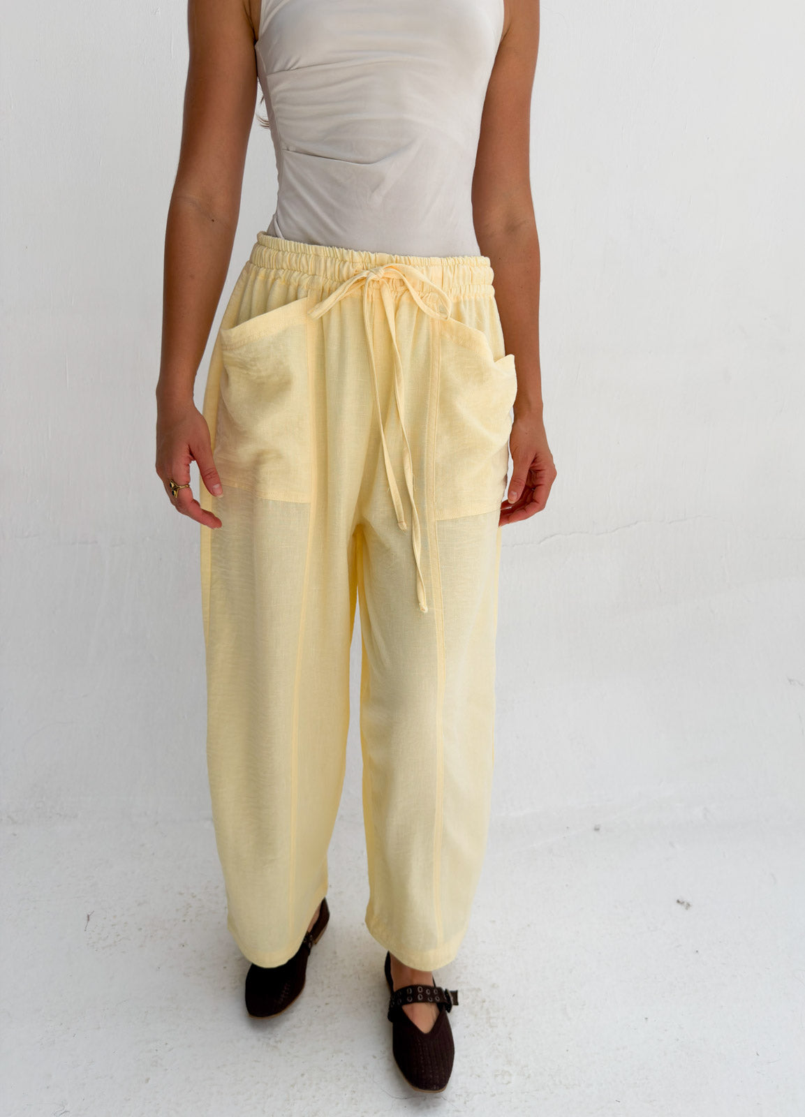 Balloon Linen Pants - Yellow