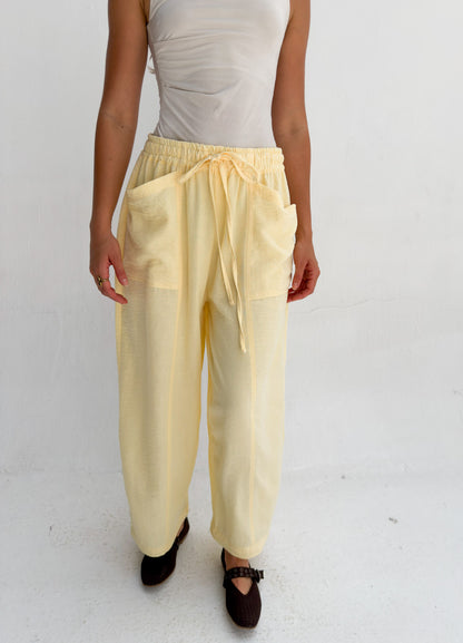 Balloon Linen Pants - Yellow