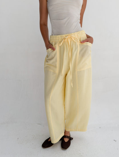 Balloon Linen Pants - Yellow