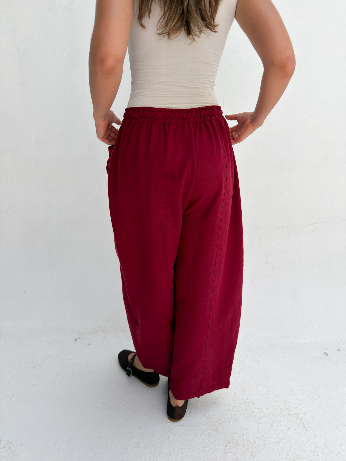 Balloon Linen Pants - Red