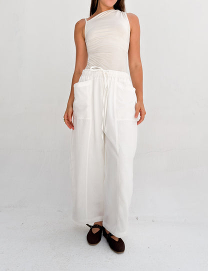 Balloon Linen Pants - White