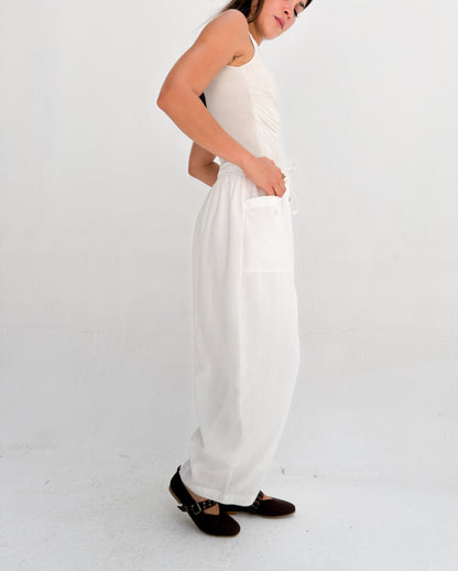 Balloon Linen Pants - White