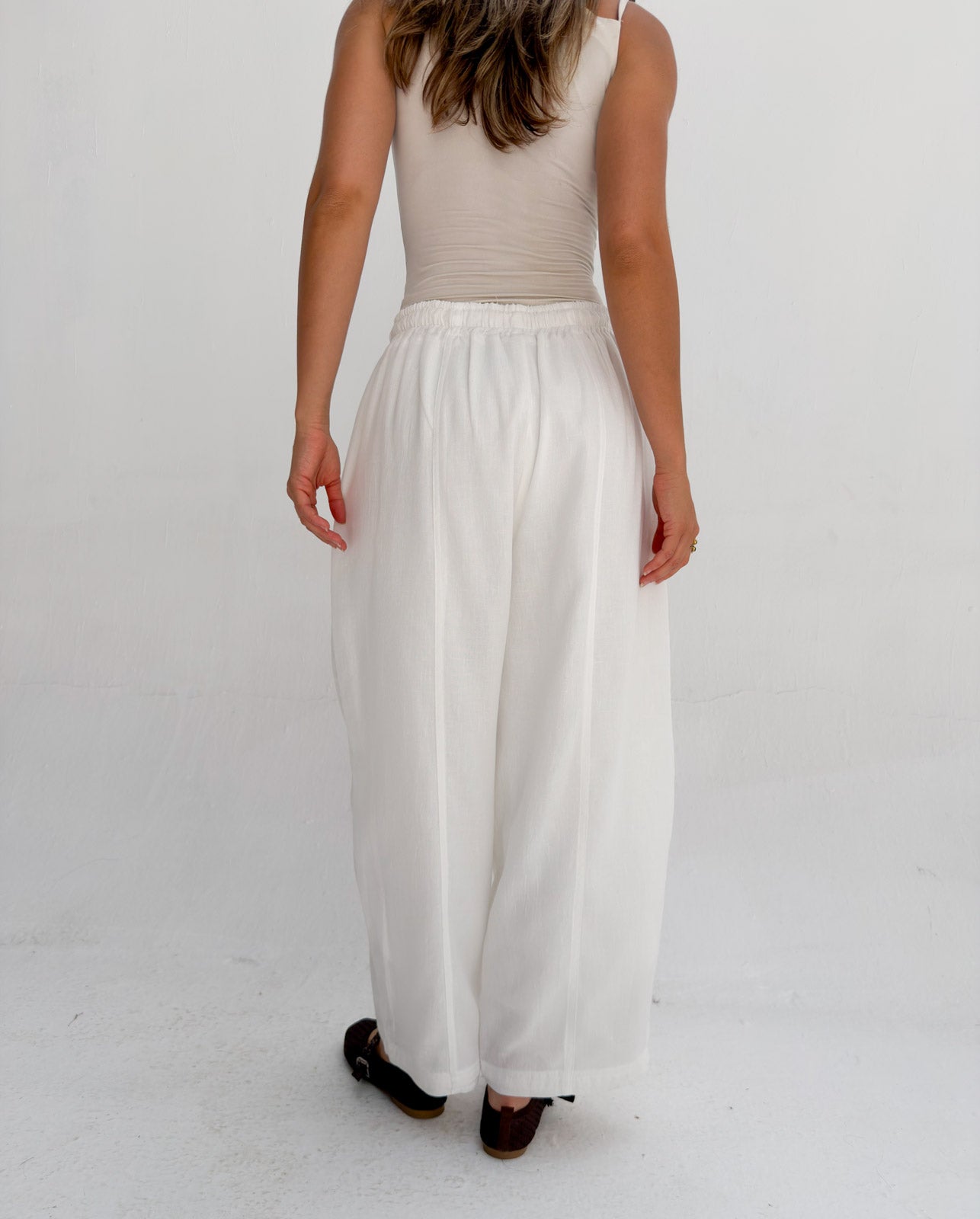 Balloon Linen Pants - White
