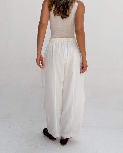 Balloon Linen Pants - White