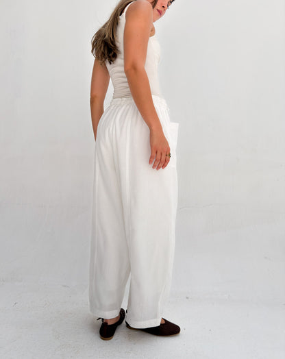 Balloon Linen Pants - White