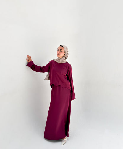 Sia Satin Set - Burgundy