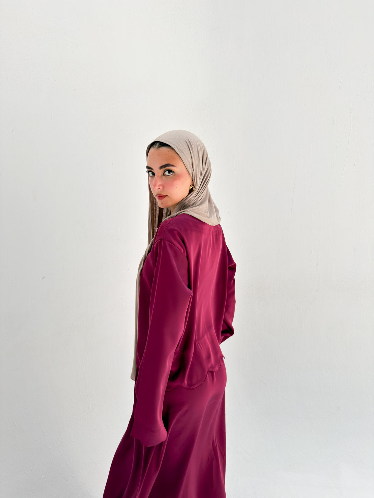 Sia Satin Set - Burgundy