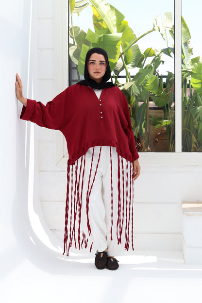 Flowy Fingers Blouse - Red