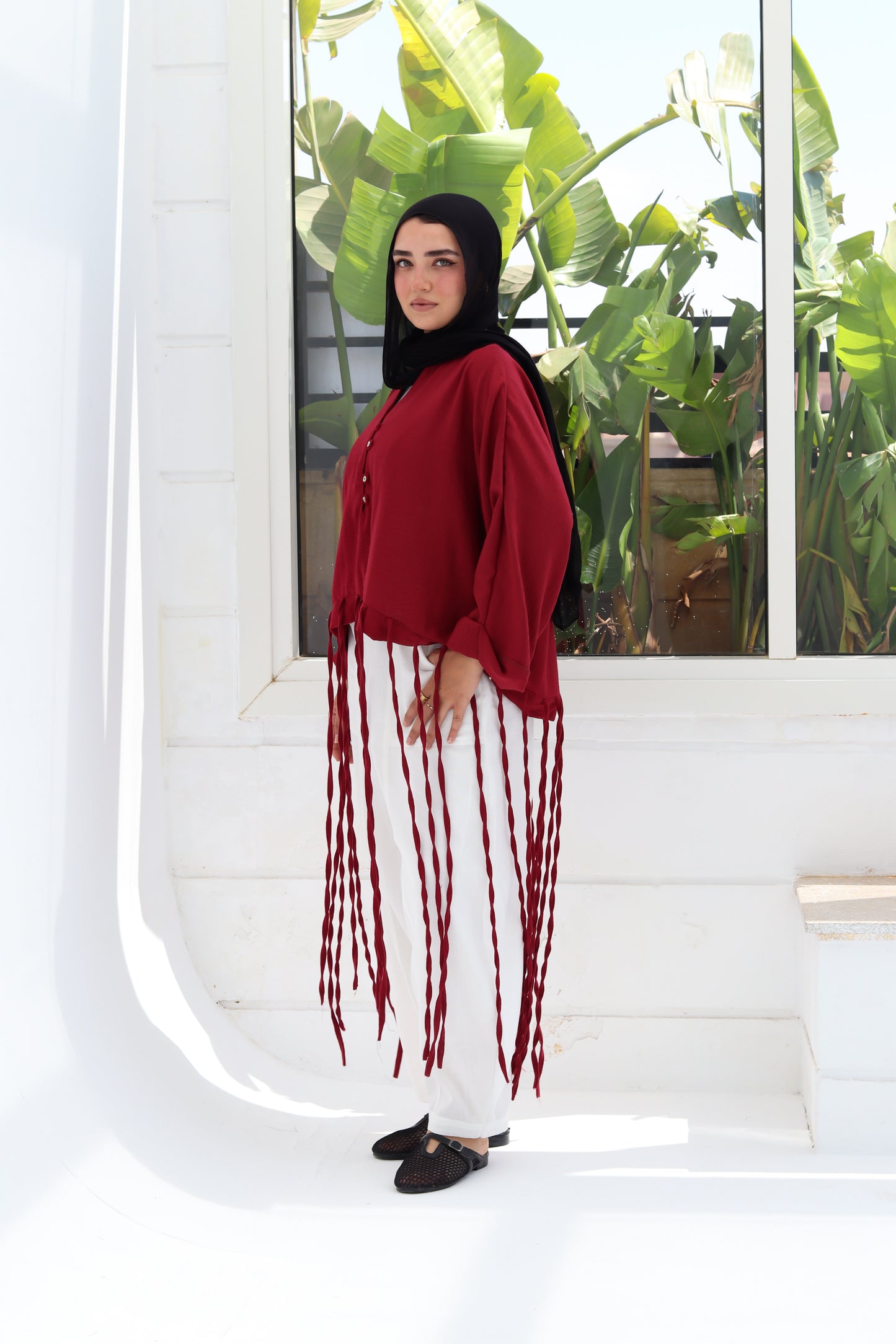 Flowy Fingers Blouse - Red