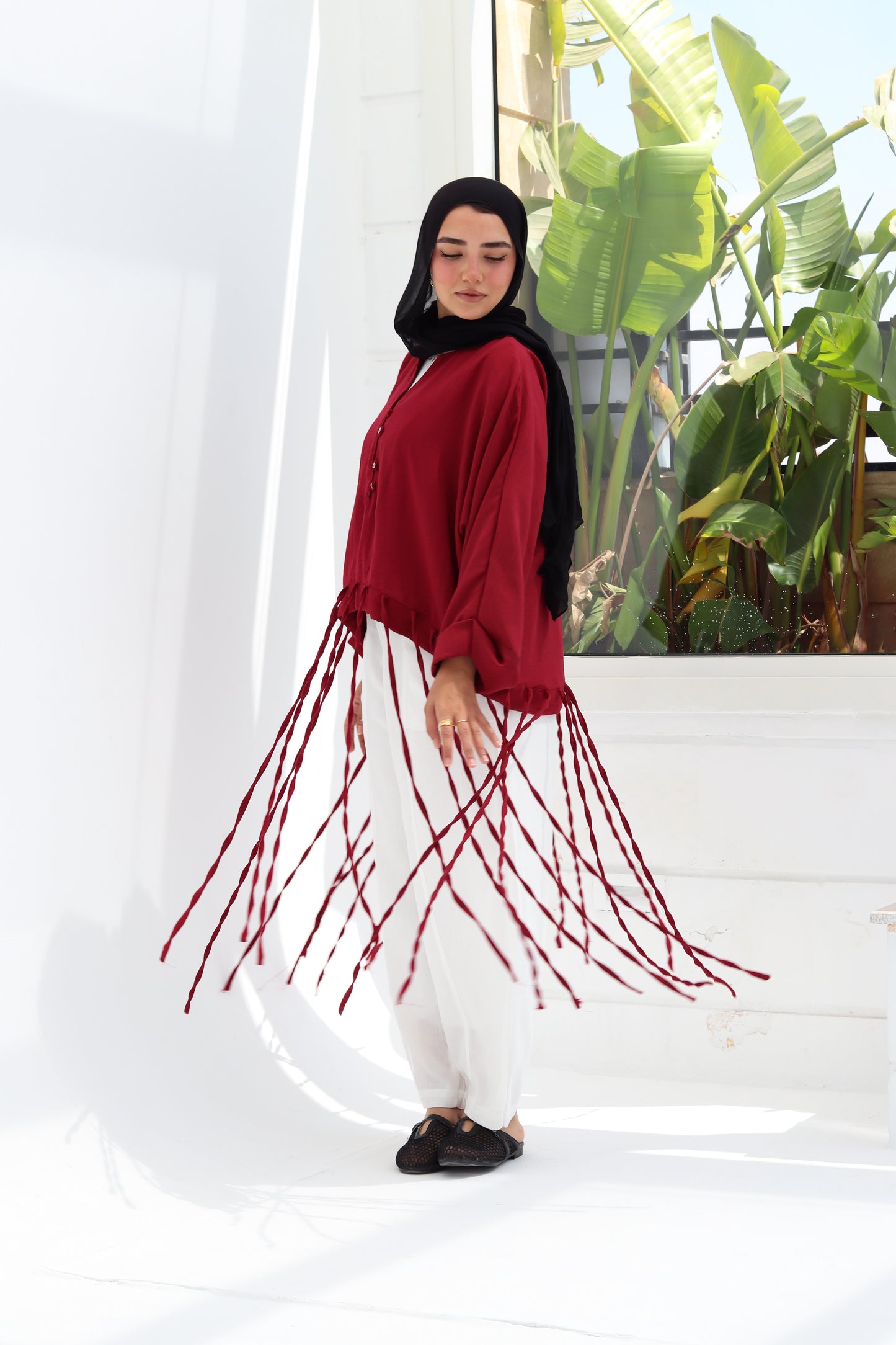 Flowy Fingers Blouse - Red