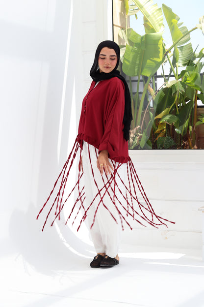 Flowy Fingers Blouse - Red