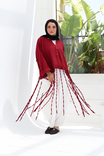 Flowy Fingers Blouse - Red