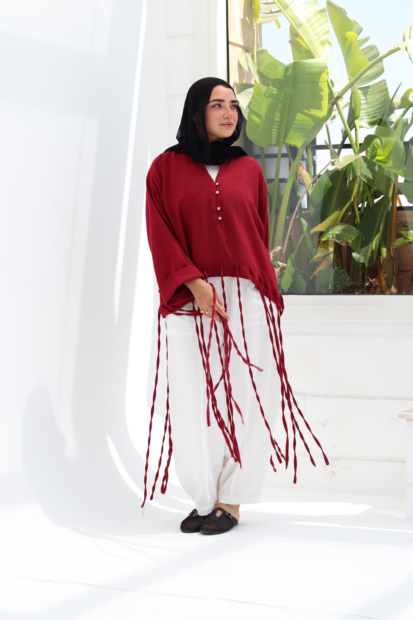 Flowy Fingers Blouse - Red
