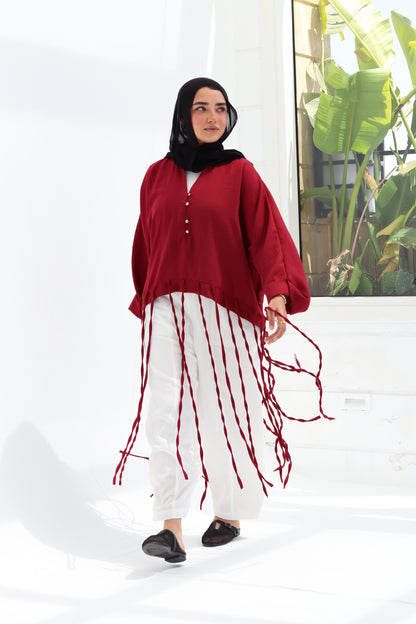 Flowy Fingers Blouse - Red