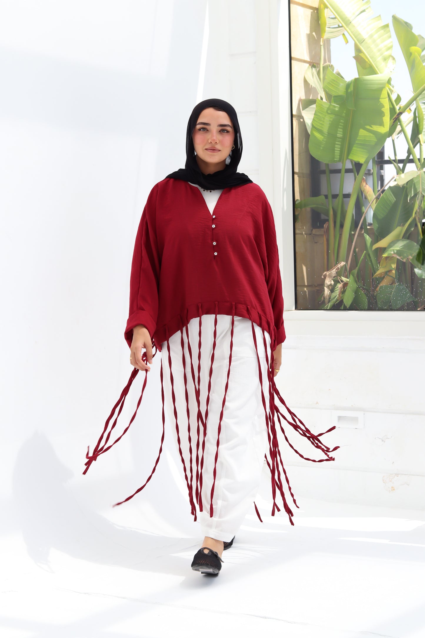 Flowy Fingers Blouse - Red