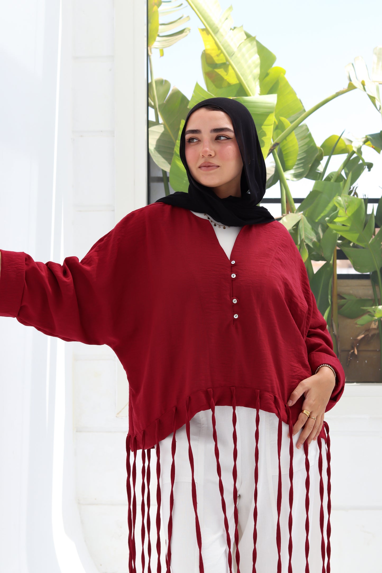 Flowy Fingers Blouse - Red