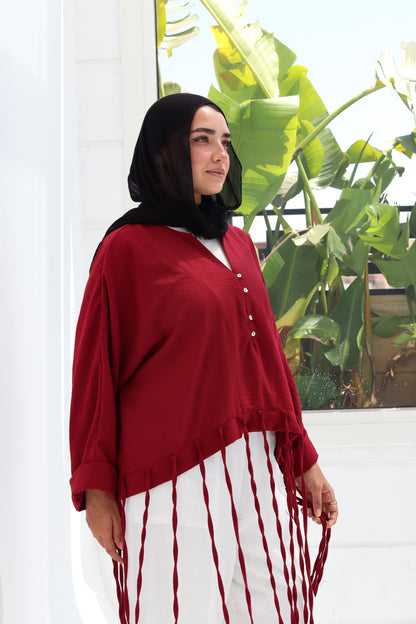 Flowy Fingers Blouse - Red