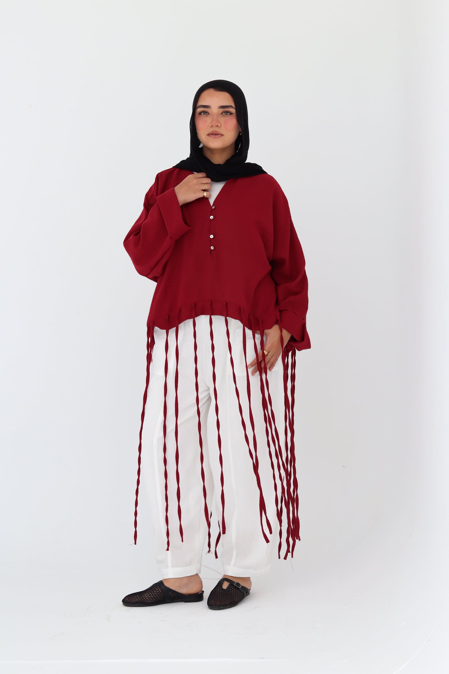 Flowy Fingers Blouse - Red