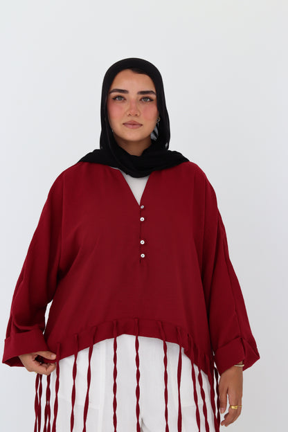 Flowy Fingers Blouse - Red
