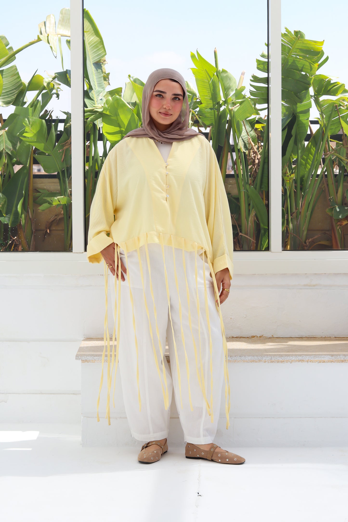 Flowy Fringes Blouse - Yellow