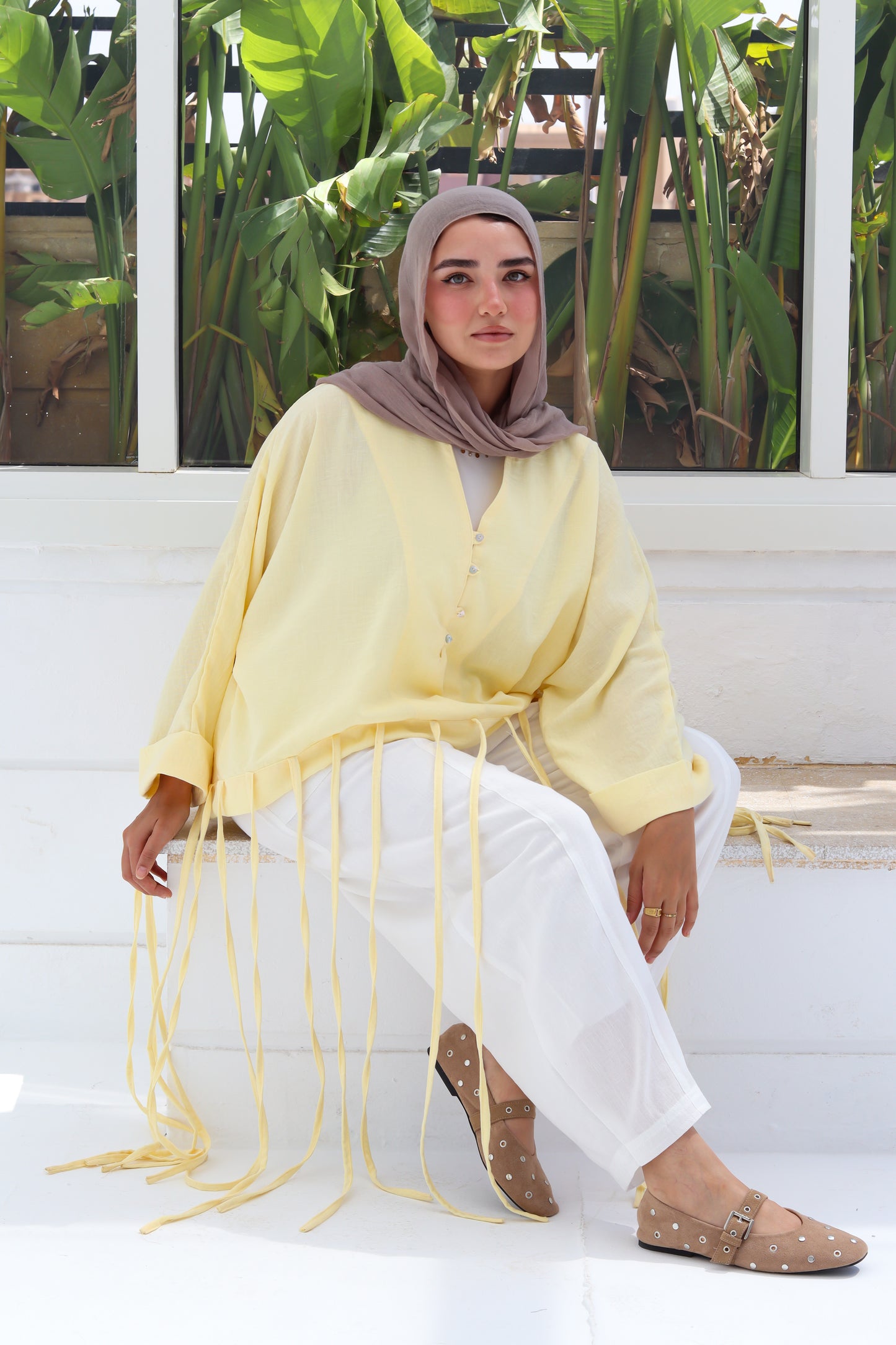 Flowy Fringes Blouse - Yellow