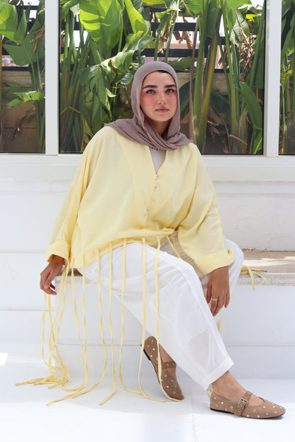 Flowy Fringes Blouse - Yellow