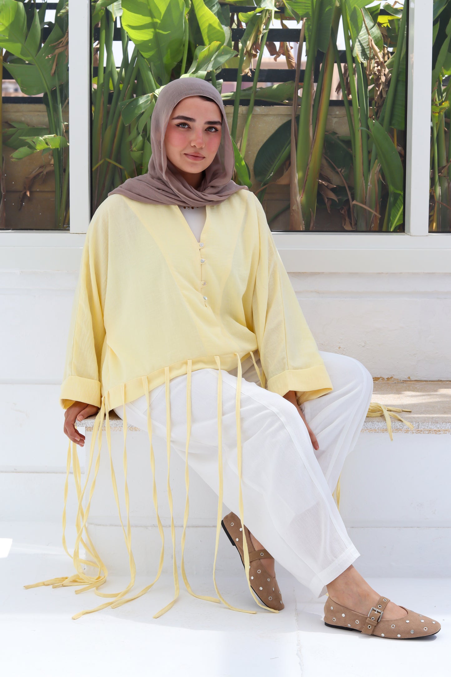 Flowy Fringes Blouse - Yellow