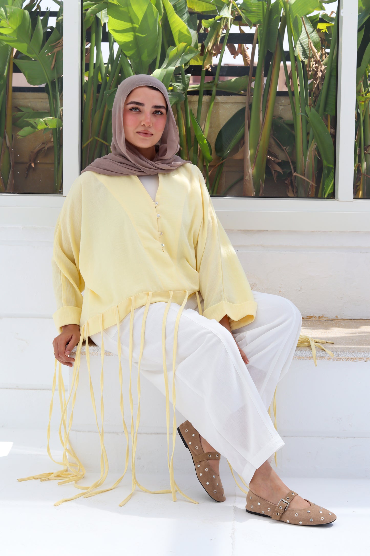 Flowy Fringes Blouse - Yellow