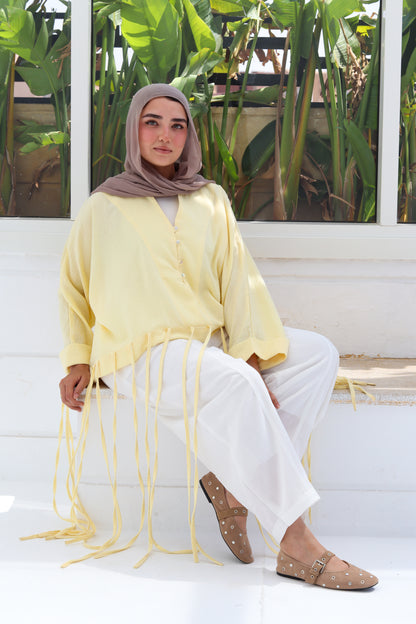 Flowy Fringes Blouse - Yellow