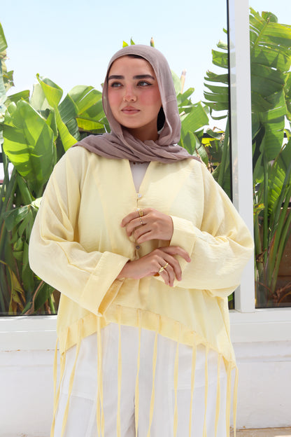 Flowy Fringes Blouse - Yellow